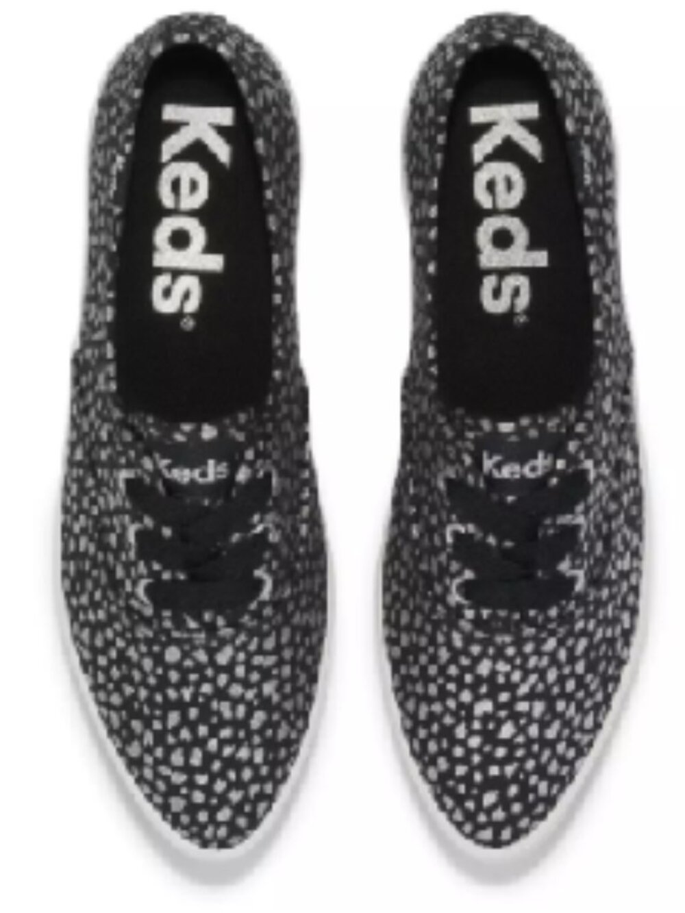 EUC KEDS Point Canvas Mini Dot Print Jet Black/Silver (8) KICKS